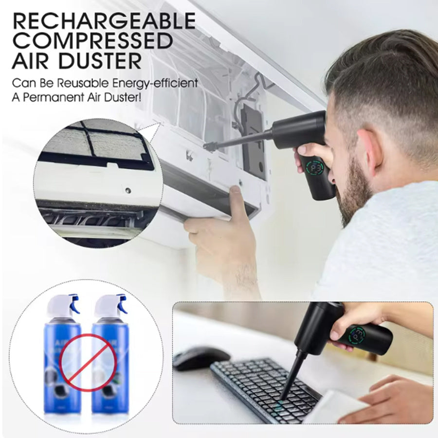 VacuBLAST Portable – 6000mAh 2-in-1 Air Duster & Vacuum Cleaner | High-Power Compressed Air Blower for Electronics, Keyboard, Car, & Home Cleaning